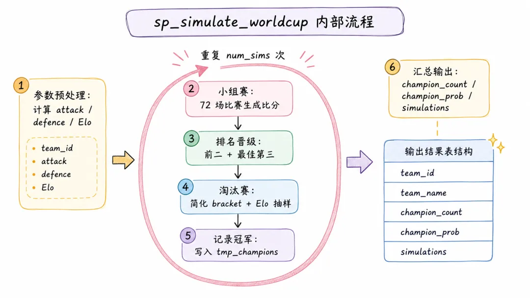 世界杯模拟存储过程核心逻辑示意