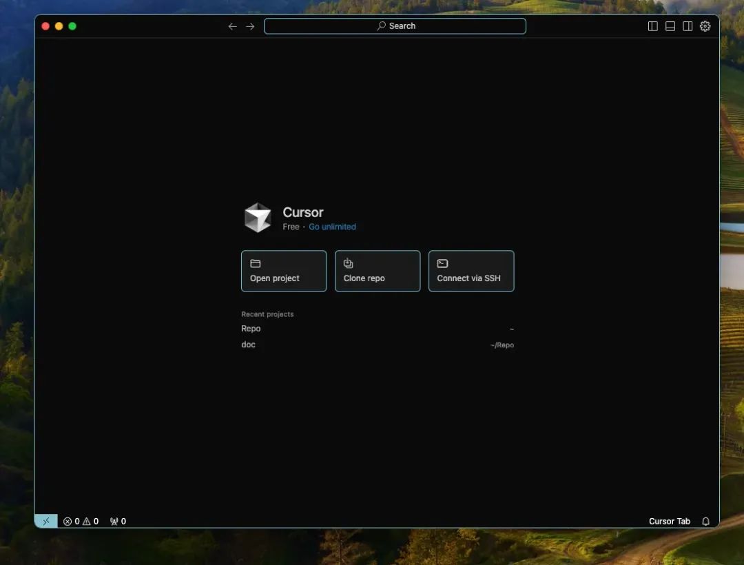 用 Cursor 打开工作目录