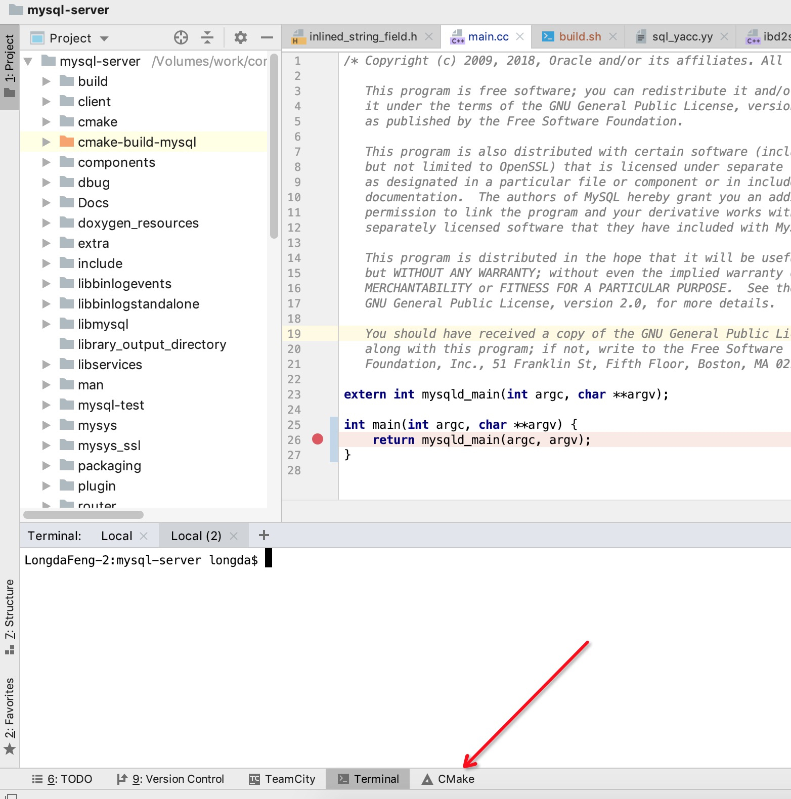 Mac 下 clion 单机debug mysql