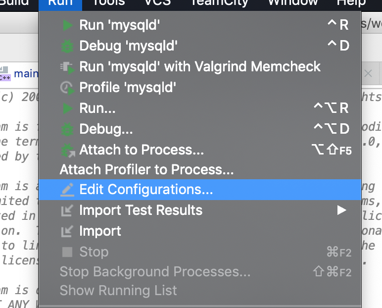 Mac 下 clion 单机debug mysql