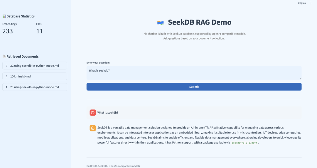 喂饭级教程 —— 基于 OceanBase seekdb 构建 RAG 应用