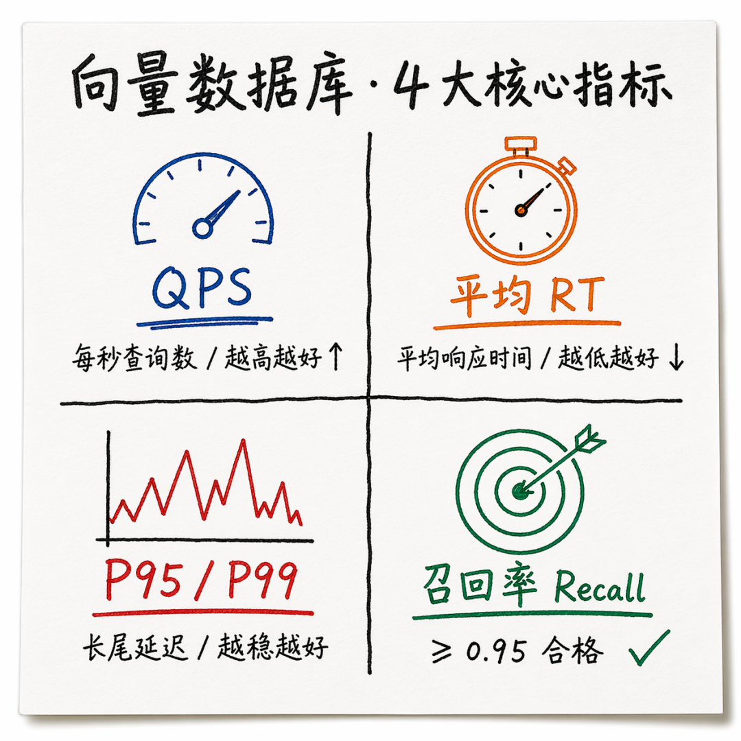 QPS、RT 与召回率性能验证指标配图